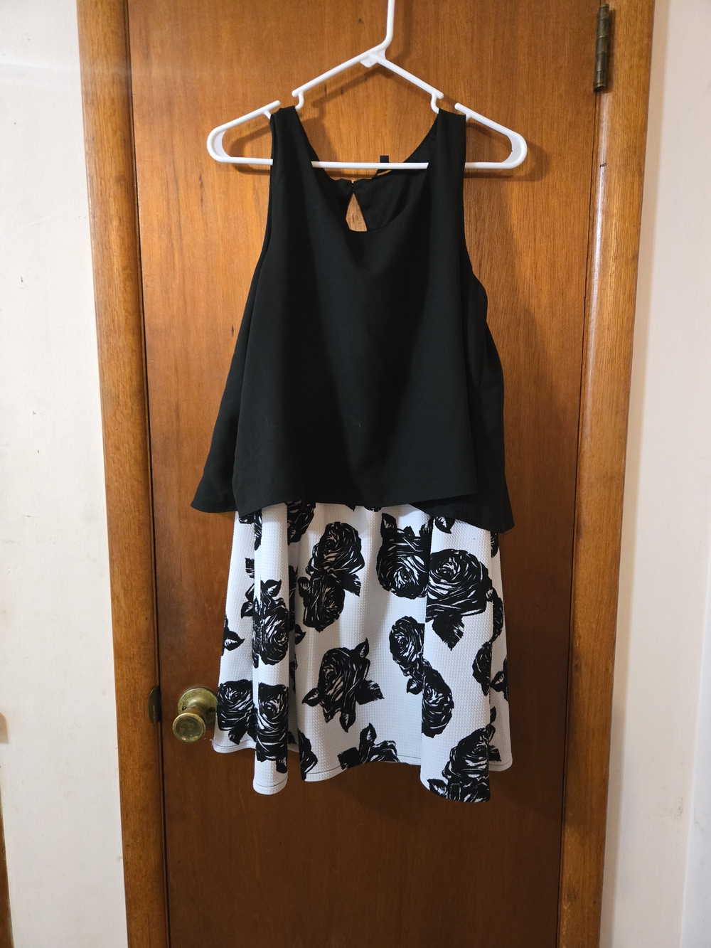 Sami & Jo Black Top with White Floral Skirt Girls Dress